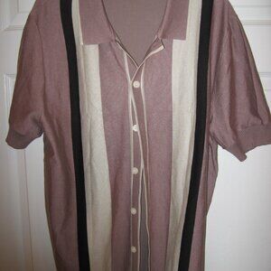 Unbranded Retro Style Button Front Short Sleeve Colorblock Shirt Men's 2XL